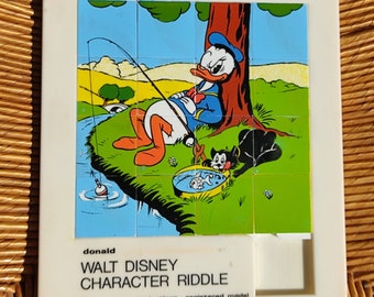Vintage Donald Walt Disney Character Riddle Puzzle - Made In Belgium - Toy Division Bv Inter-Mundus - Nertherlands