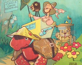 1937s Le Professeur BRIQUE En Mission RARE vintage Collectible Humor Book - Herve Mallet - Imprimé en Belgique - vintage Français - Coloré