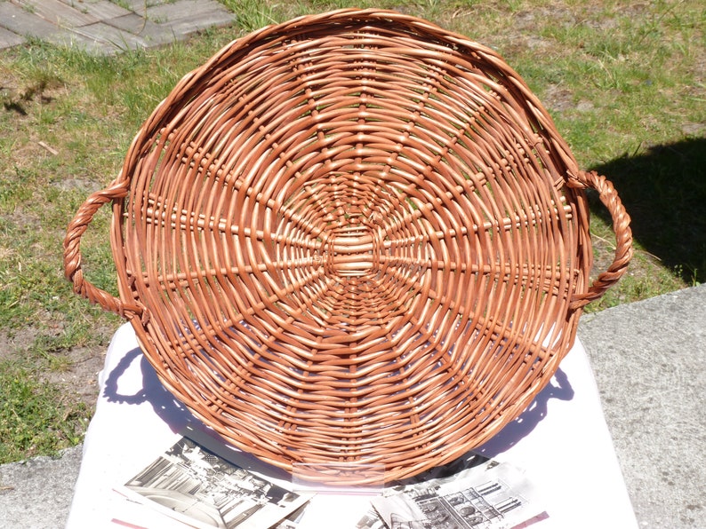 15 Vintage Round Wicker Rattan Tray Rustic Decor Etsy