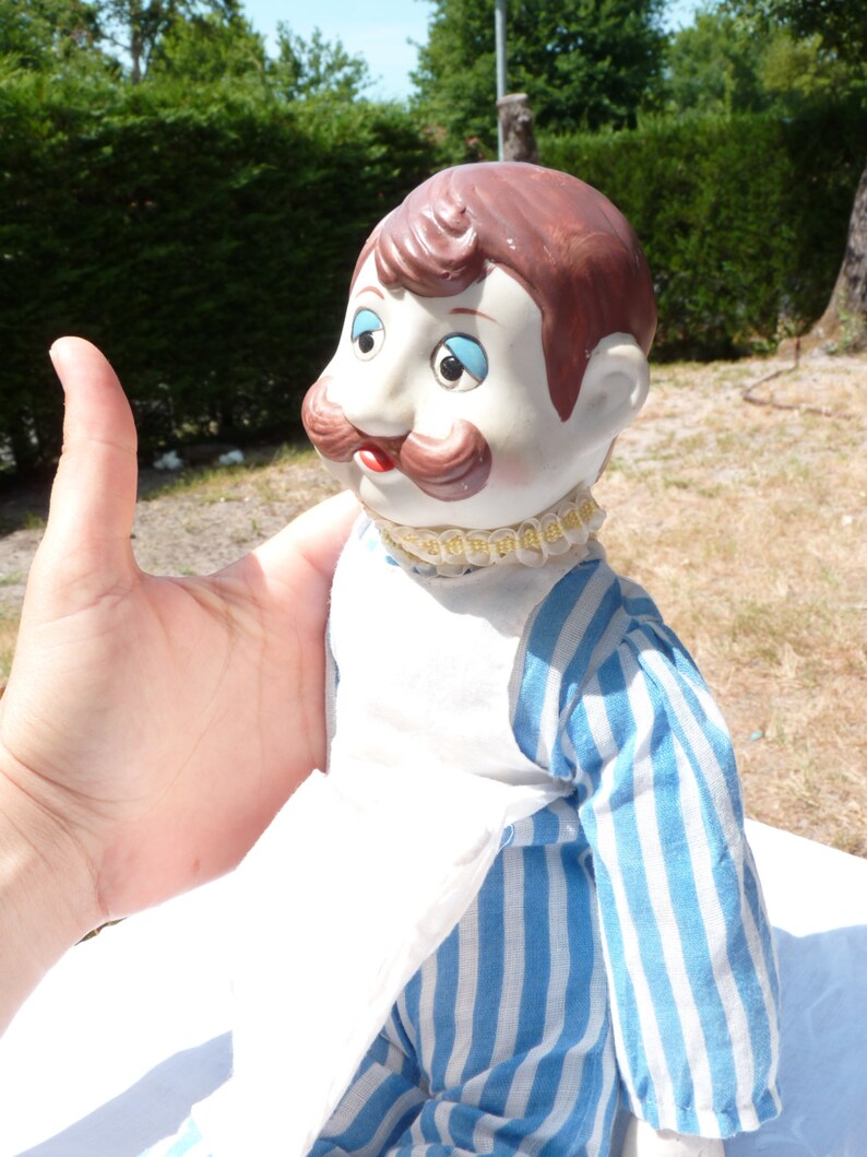 Vintage Porcelain Chef Doll Large Doll French Moustache Man Chef Doll