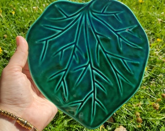 Lovely Vintage French Glazed Ceramic Leaf Trivet