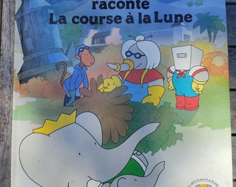 BABAR Raconte La Course à la Lune Vintage Book - Editions Lito - 1990 - Based on characters created by Jean & Laurent Brunhoff - 44 pages