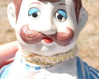 Vintage Porcelain Chef Doll - Large Doll - French Moustache Man Chef Doll - Home Decor - Collectible - Summer Vintage Finds - TPT Team