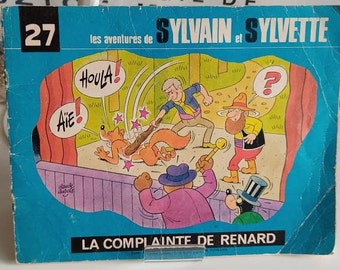 Belle bande dessinée vintage Français 1985 Les Aventures de Sylvain et Sylvette - Illustrations colorées - La Complainte De Renard - Idées cadeaux