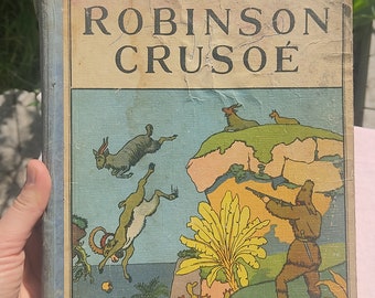 Ancien livre 1939 ROBISON CRUSOE Par Daniel De Foé - Adaptation DeJoseph Grouffin -  Imagé Par Albert Uriet - A Tours - Maison Mame