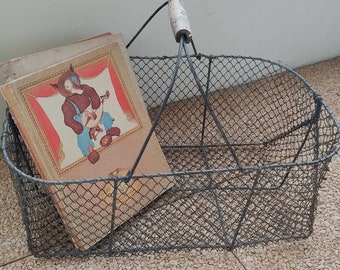 Vintage French Large Wire Basket - Storage - Kitchen Decor