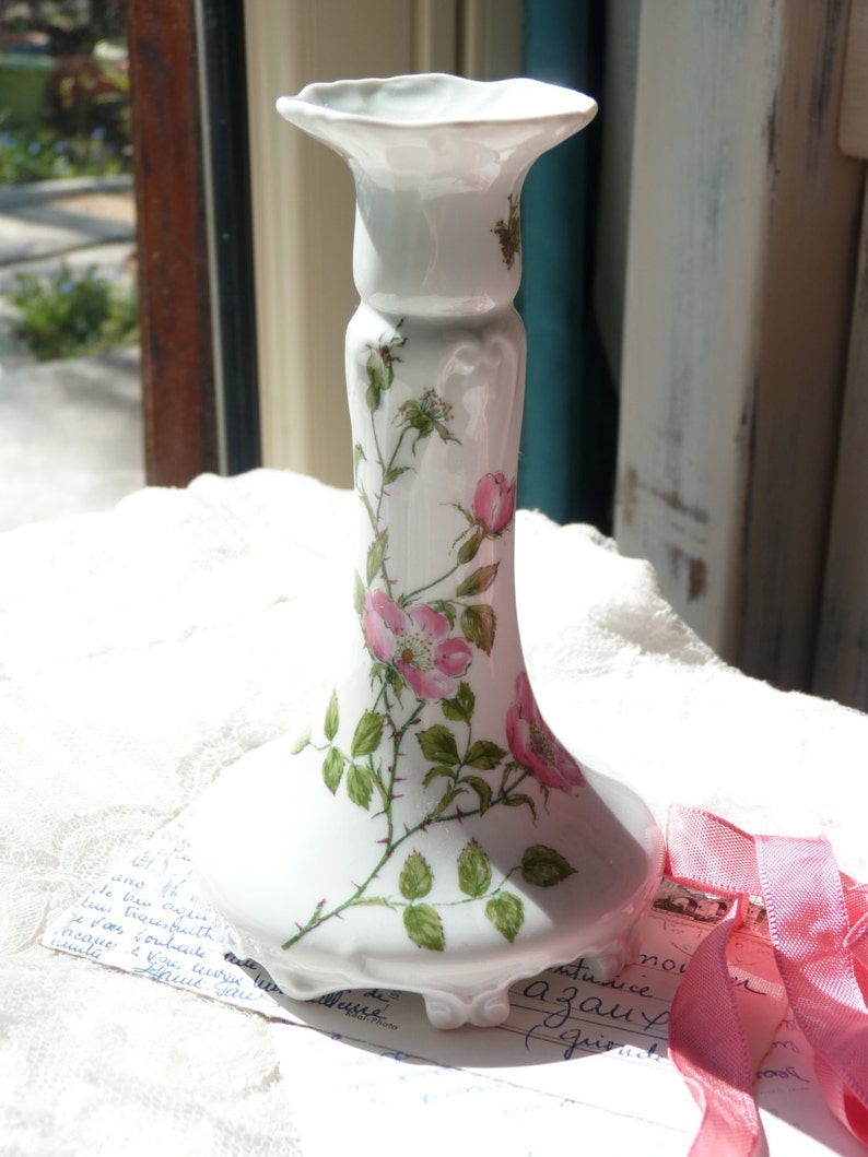 Vintage French Limoges Porcelain Candle Holder Shabby chic Etsy