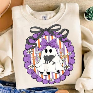 Cat Halloween Ghost Png, Preppy Halloween Spooky Png, Floral Coquette Spooky Png, Boho Halloween Png, Pastel Ghost Png, Halloween Shirt Png