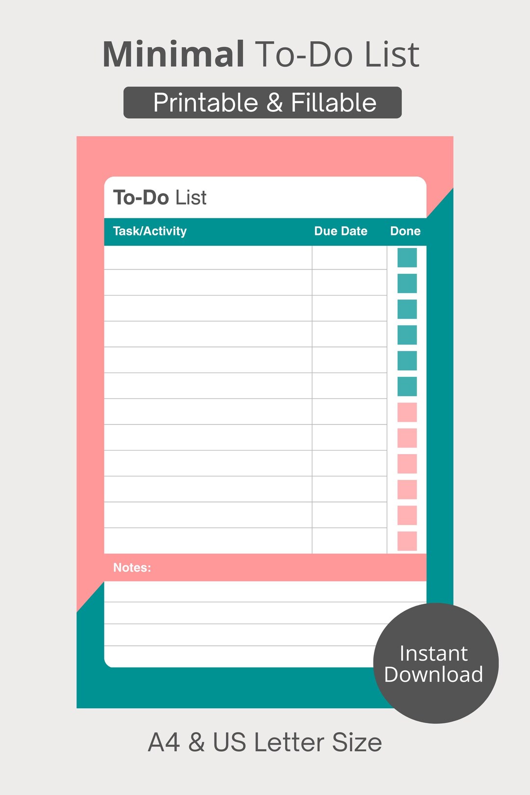 Minimal to Do List Template, Printable, Fillable, Digital Task Planner ...