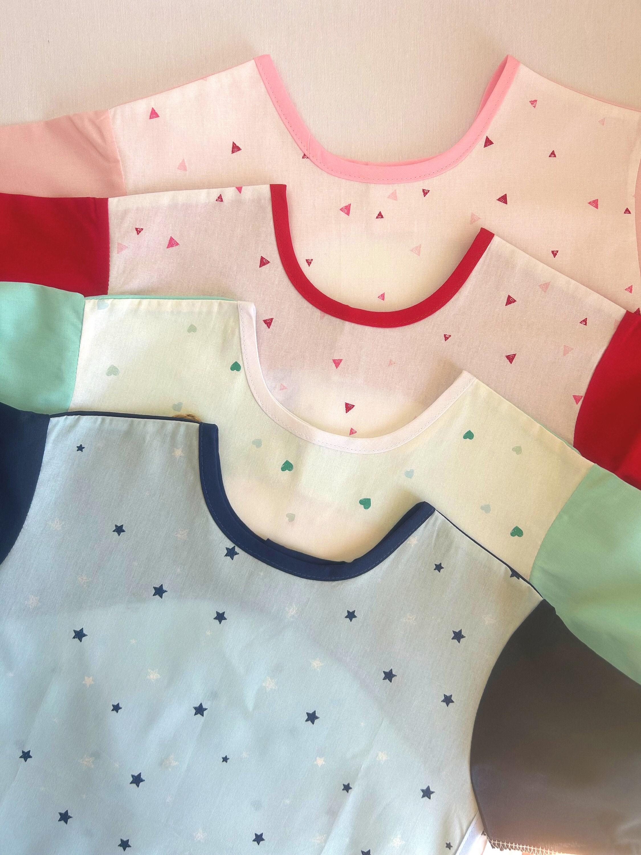 Wasserdichte Malschürzen Für Kinder, 2 Stück Mit Langarm & Taschen, Größe M - Ideal Für Malen, Basteln, Kochen (Blau + Pink)