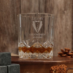 Groomsman 11oz Whiskey Glass, Engraved Old Fashion, Groomsmen Gift Idea, Personalized Groomsman - Best Man Gift, Wedding Shot Glasses