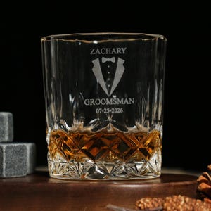 Groomsman 11oz Whiskey Glass, Engraved Old Fashion, Groomsmen Gift Idea, Personalized Groomsman - Best Man Gift, Wedding Shot Glasses