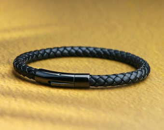 Benutzerdefinierte Herren schwarzes Lederarmband