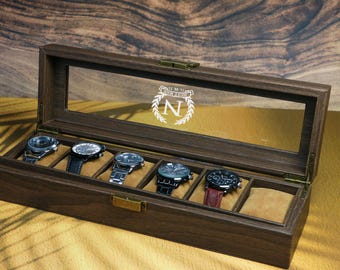 Custom Engraved Watch Box ,Personalized Watch Case,Customized watch storage jewelry box,Fathers Day Gift,Anniversary Birthday Gift for Men