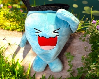 Op Wobbuffet Pokémon Pokopia geïnspireerde handgemaakte pluche krijtzak | Krijtemmer voor boulderen en sporten