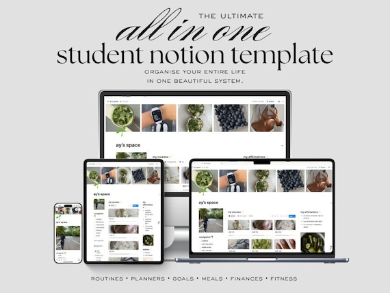 student planner notion all in one academic life dashboard aesthetic template