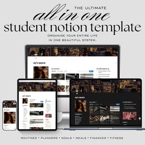 student planner notion all in one academic life dashboard aesthetic template