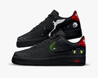 Custom Paint Sneakers How To Train Your Dragon Toothless Nike Air Force 1