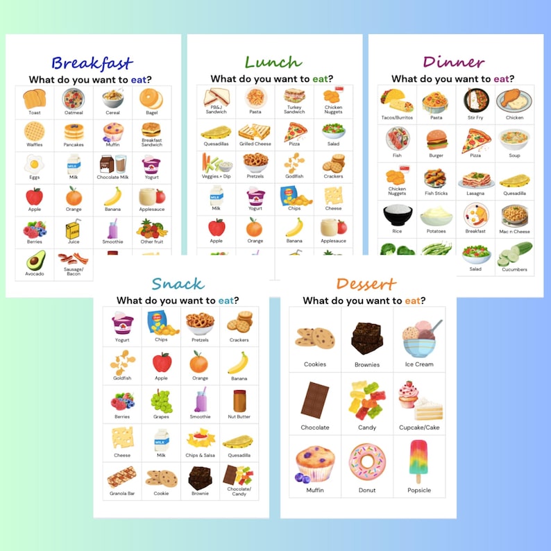 Printable Kids Menu: Weekly Meal Planner for Home or Classroom (PDF ...
