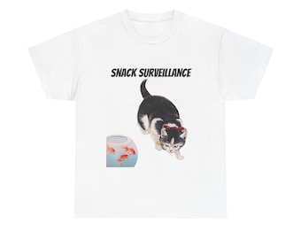 Japanisches Kunst Katze T-Shirt, Ohara Koson Ukiyo-e Druck, Unisex aus schwerer Baumwolle T-Shirt, Goldfischglas Design, einzigartiges japanisches Geschenk