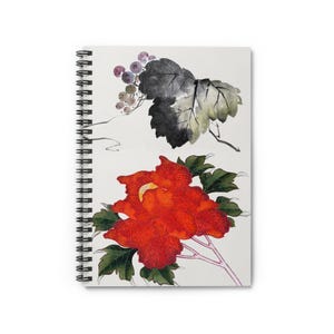 Hokusai Spiral Notebook, Japanese Flower Journal, Ukiyo-e Art Gift, Edo Japan Stationery, Aesthetic Writing Notebook
