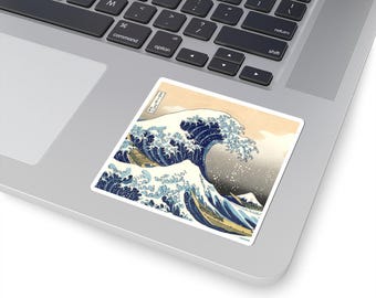 Great Wave Sticker, Hokusai Art Decal, Japanse Wave Sticker, Ukiyo-e Vinyl Sticker, Under the Wave off Kanagawa, Japanse esthetische sticker