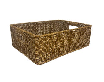 Rustic Brown Wicker Basket – Handwoven Storage Basket 39x29x13cm
