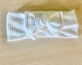 Baby Girl Ribbed Knit Headband, Stretchy Bow Headwrap, Newborn Toddler Accessory