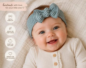 Soft Stretchy Baby Girl Headband, Adjustable Knot Bow Headwrap