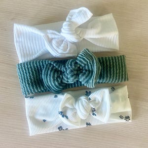 pakket van 3 strikken voor babymeisjes, hoofddoeken voor baby&#39;s, strikkenset, babytulband, geknoopte hoofddoek, babyshowercadeau, newborn, baby, babyhoofdband,