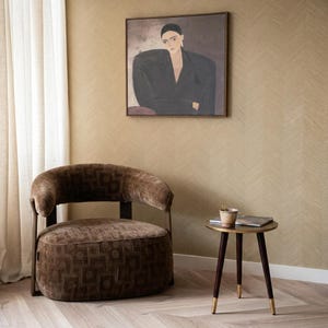Handmade Metal Cladding Side Table | Modern Round End Table with Wooden Legs