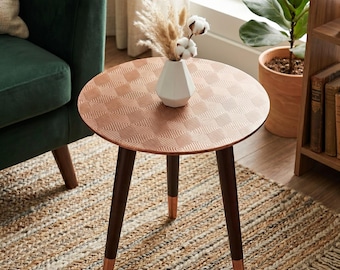 Mesa auxiliar minimalista moderna | Mesa de centro redonda pequeña | Decoración para sala de estar