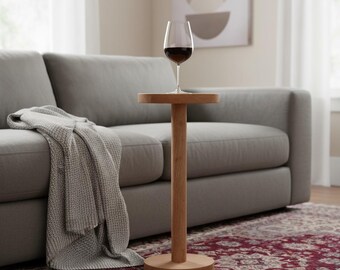 Mango Wood Pedestal Table: Modern Minimalist Solid Wood Accent Stand