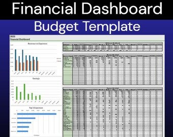 Panel financiero / Seguimiento mensual del presupuesto financiero en Excel / Plantilla de finanzas personales / Hoja de Excel con actualización automática de ingresos y gastos