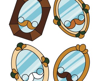 Patrón de vitral con espejo de bigote [LICENCIA DE HOBBY]