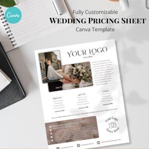 Wedding Photography Pricing Sheet Canva Template | Photography Session Pricing | Editable Photography Pricing Sheet | Instant Download