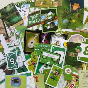 50 + Green Game Ephemera Junk Journaling, Collage, Scrapbooking, ATC Cards