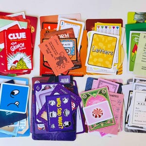 Game Ephemera Grab Bag In A Rainbow of Colors 100 Pieces -No Duplicates - Junk Journal - Collage