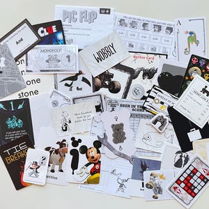 30+ Black and White Game Ephemera Junk Journaling, Collage, Scrapbooking, ATC Cards