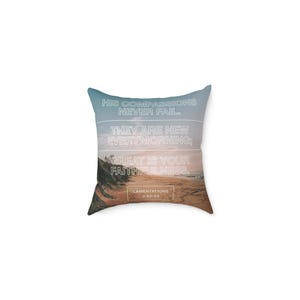 Inspirational Quote Pillow, Square Poly Canvas Cushion for Home, Faith Decor, Cozy Living Room, Christian Gift, Uplifting Home Accessory