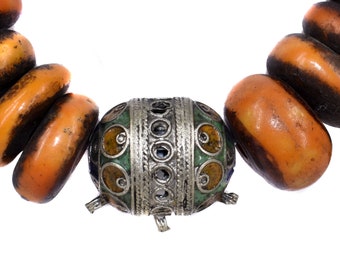 Italian Trade Beads Green Glass Rings Africa 42 Inch 128730