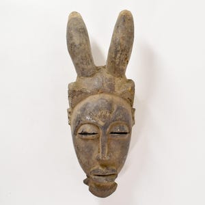 Baule Portrait Mask Horns Kpan Mblo Côte d&#39;Ivoire
