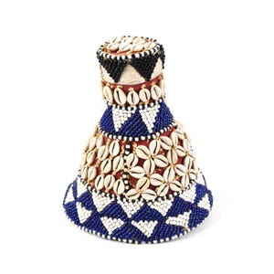 Kuba Beaded Noble&#39;s Hat with Cowrie Shells Congo