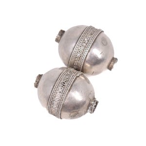 2 Loose Turkomen Silver Metal Beads Ruth Flynn Collection