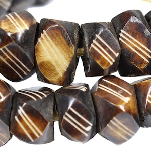 Polished Brown Bone Carved Trade Beads Kenya