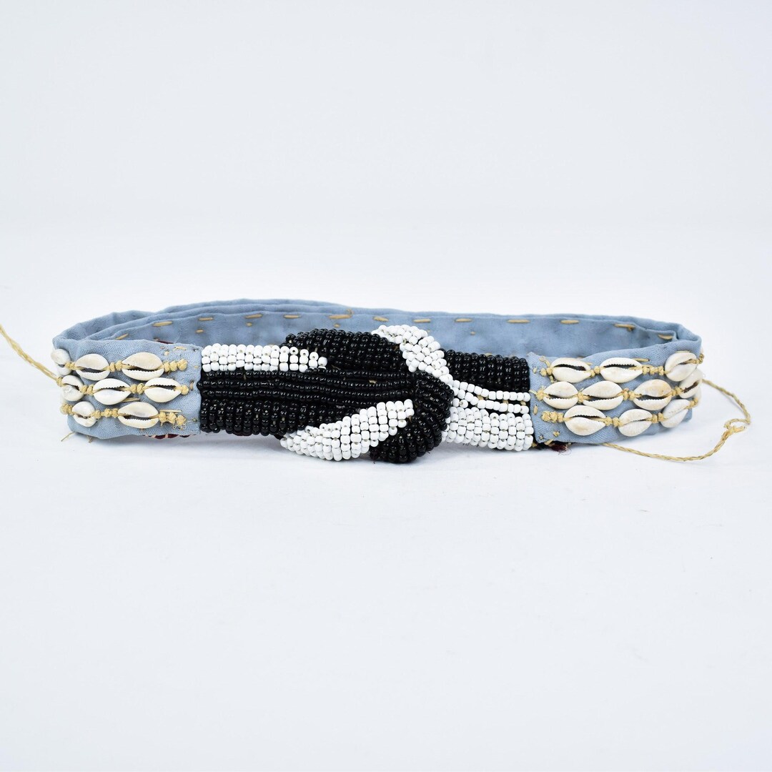 Tie Belt Kuba Beaded Belt Cowrie Shells Congo African Jewelry Original Art Retro Tie Belt Kuba Beaded Belt Cowrie Shells Congo African  main image 2