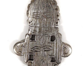 アンティークシルバーエチオピアコプト十字架ペンダント：ハンドメイド