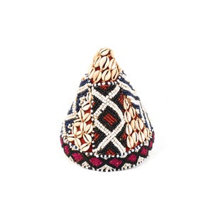 Kuba Beaded Noble&#39;s Hat with Cowrie Shells Congo