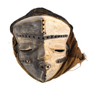 Pende Mask With Woven Hood Congo African Art