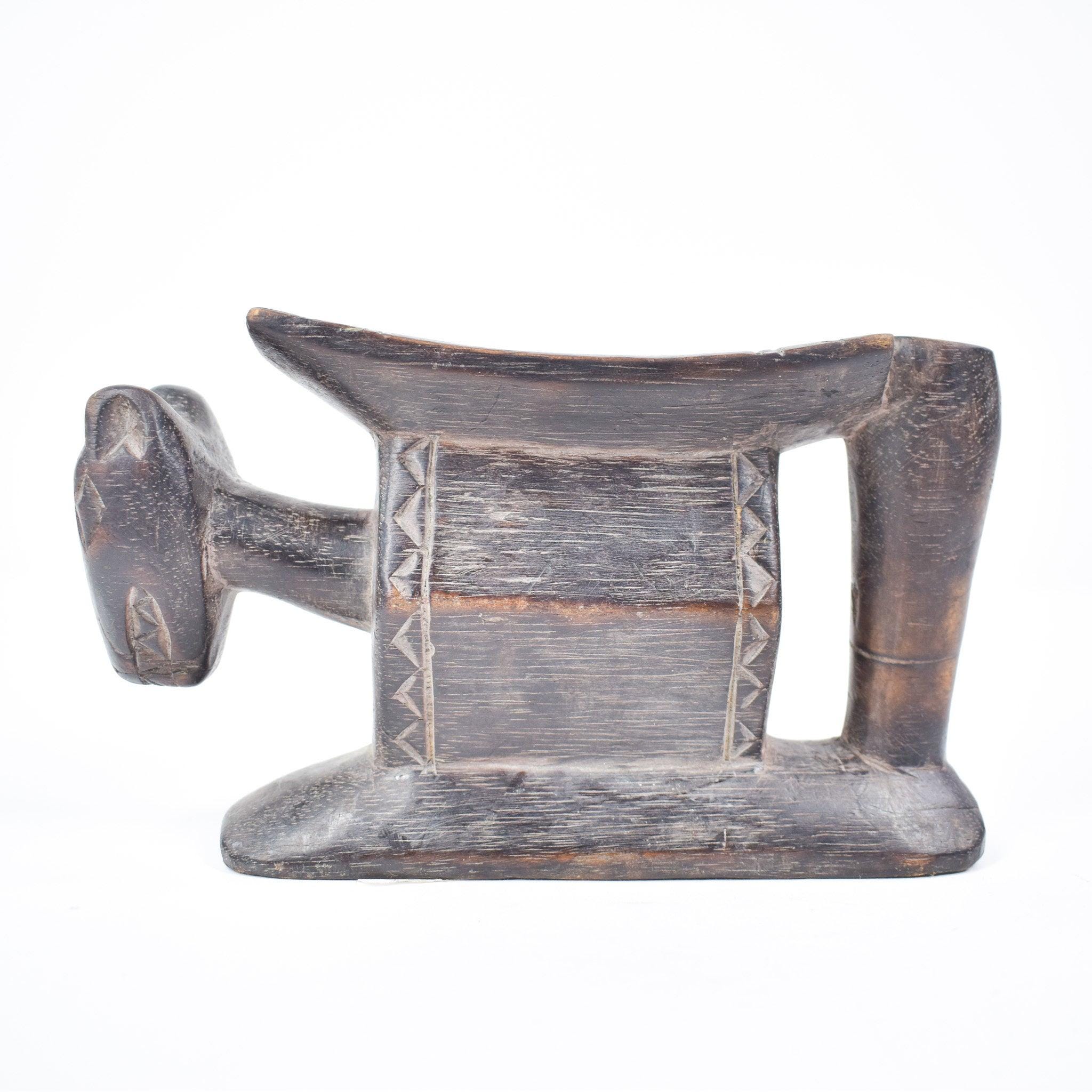 Oreiller D'appuie-tête Ethnique Africain - Art Tribal éthiopien Gurage - Bois Sculpté - Pièce Originale